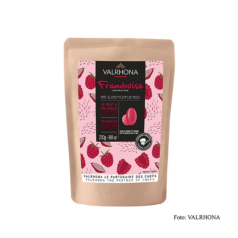 Valrhona Inspiration Framboos, frambozenspecialiteit met cacaoboter (32750), 250 g - heerlijke en romige chocolade met fruitige frambozensmaak