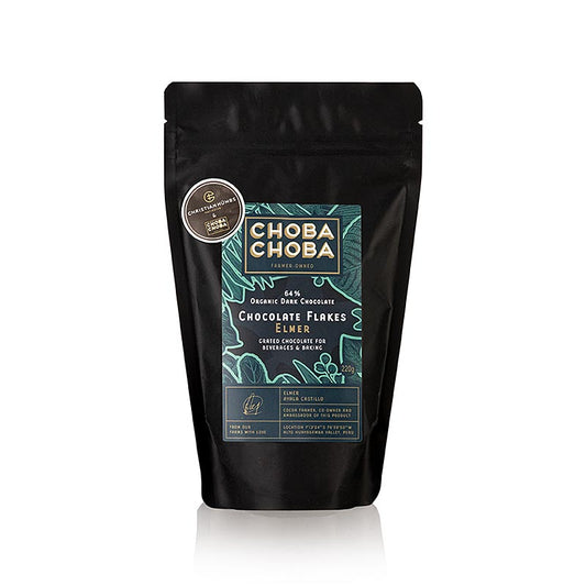 Elmer 64% Bitter Couverture Chocoladeschilfers Schaafsel Choba Choba BIO 220g Special Price Valid until 30/09/2024 - Long-lasting high-quality organic chocolate flakes at a special discounted price