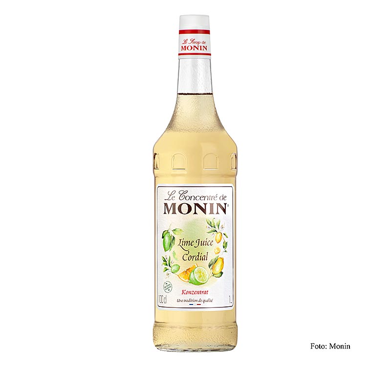 Monin limoensap Cordial Mixer, 1 liter - a refreshing and versatile lime juice concentrate perfect for cocktails and mocktails