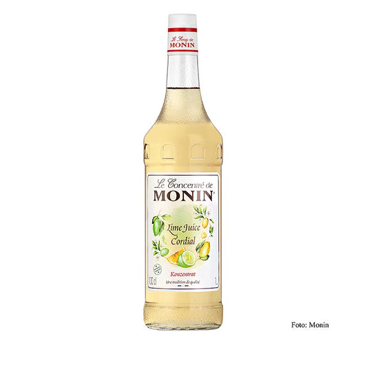 Monin limoensap Cordial Mixer, 1 liter - a refreshing and versatile lime juice concentrate perfect for cocktails and mocktails