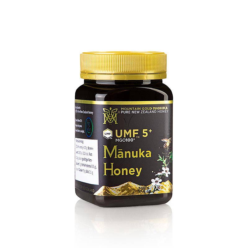 Manuka honing UMF gecertificeerd, 5+, MGM, 500 g - hoogwaardige, gecertificeerde Manuka honing met een UMF-rating van 5+ in een pot van 500 g