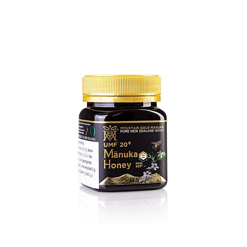 Organic, UMF certified Manuka honey with a high potency of 20+, in a 250g jar by MGM